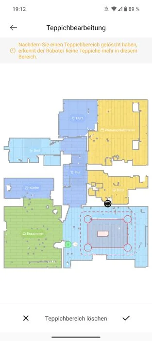 Edição de mapa do aplicativo Dreamehome Editar tapetes