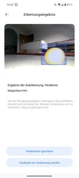 Erkannte Ball in der Dreamehome App