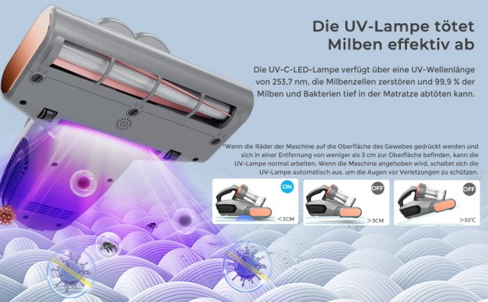 JIGOO S300 Pro mite vacuum cleaner with UV-C lamp