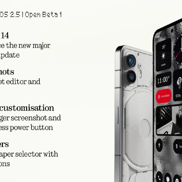Nothing OS 2.5 Open Beta 1 brengt Android 14 naar de Nothing Phone (2)