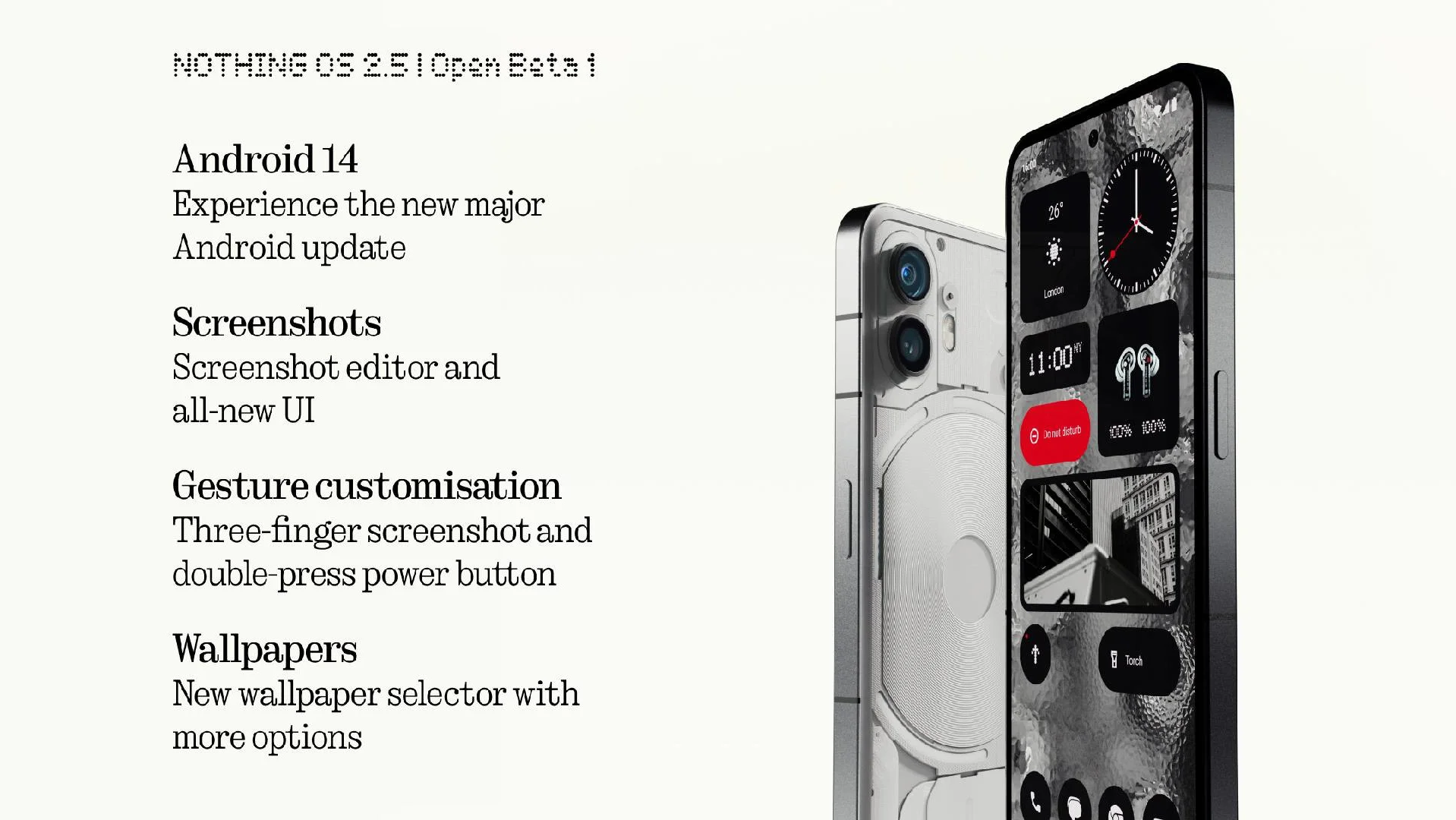 Nothing OS 2.5 Open Beta 1 מביא את אנדרואיד 14 ל-Nothing Phone (2)