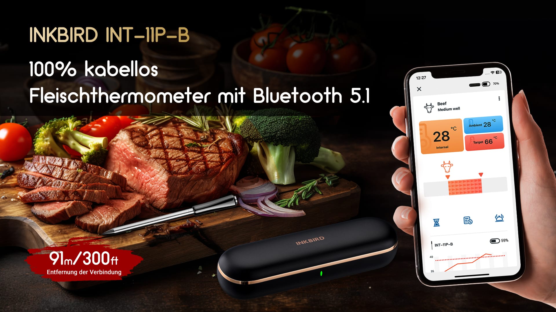 Thermomètre de barbecue Inkbird, thermomètres à viande Bluetooth