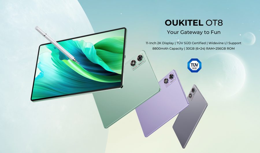OUKITEL OT8 tablet colors green, purple and gray