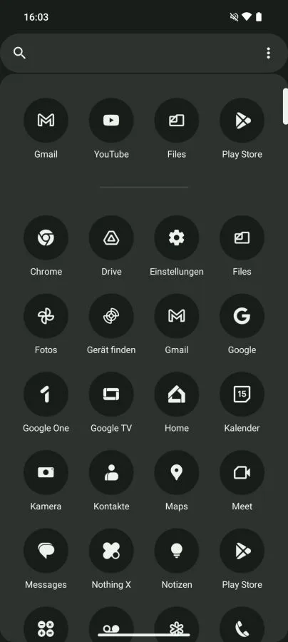 Nothing OS 2.6 App-Drawer