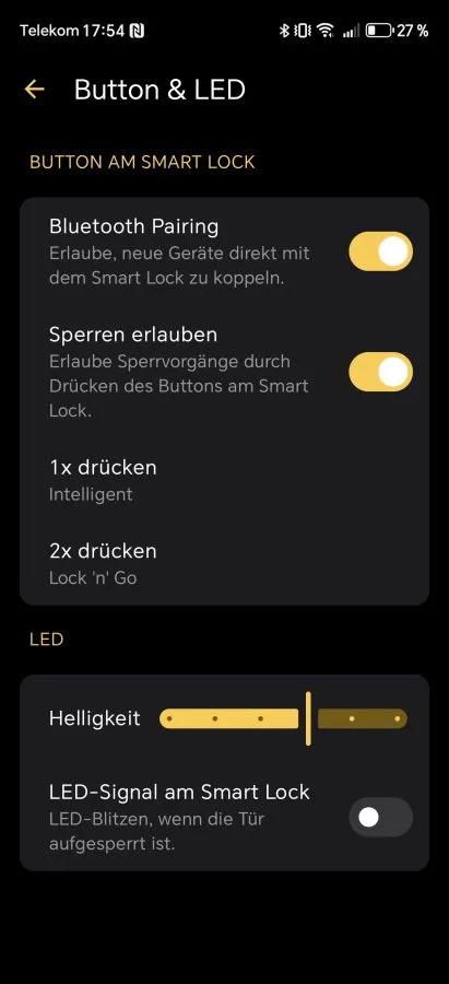 Nuki App Tasteneinstellung