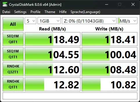 UGREEN DXP4800 Plus CrystalDiskMark 1G