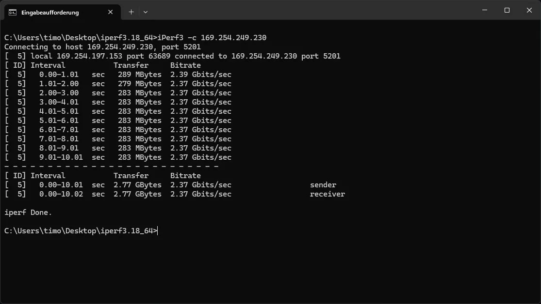 UGREEN DXP4800 Plus iPerf3 NAS an PC