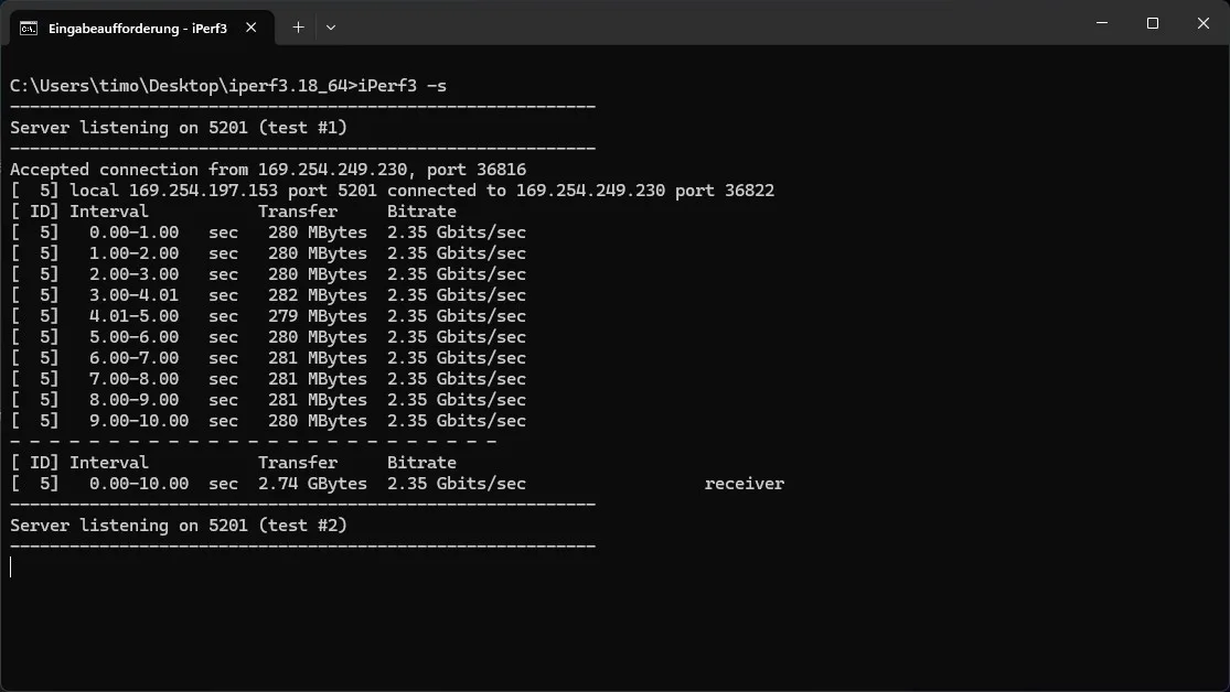 UGREEN DXP4800 Plus iPerf3 PC an NAS