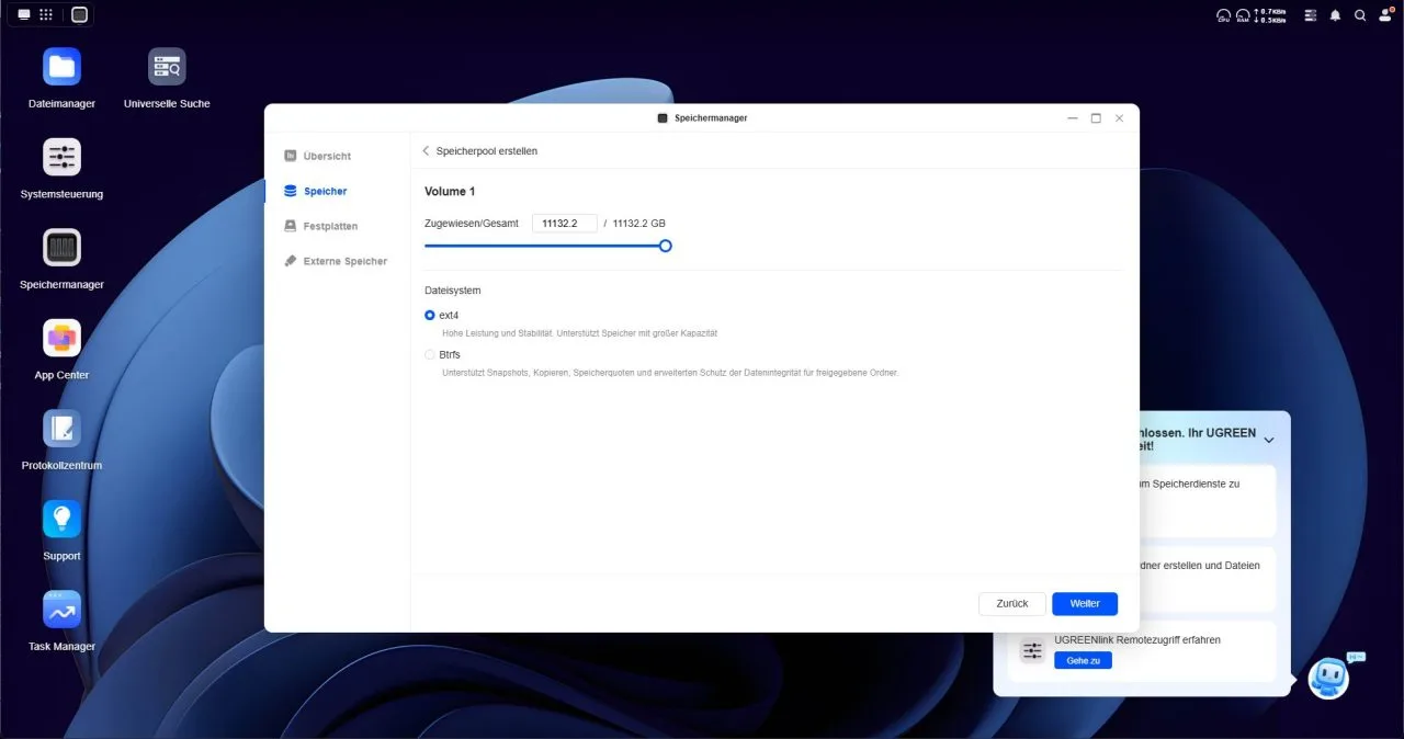 UGREEN UGOS storage pool file systems