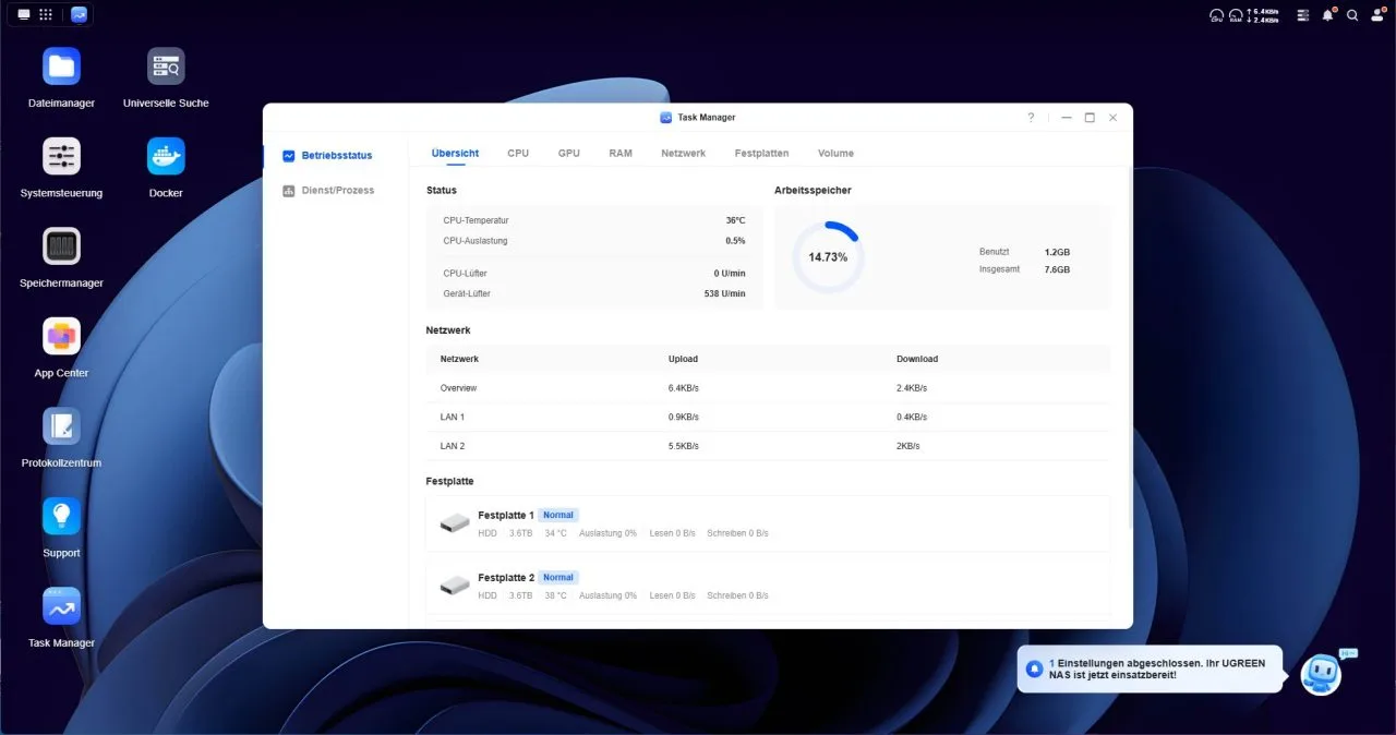 UGREEN UGOS Task Manager