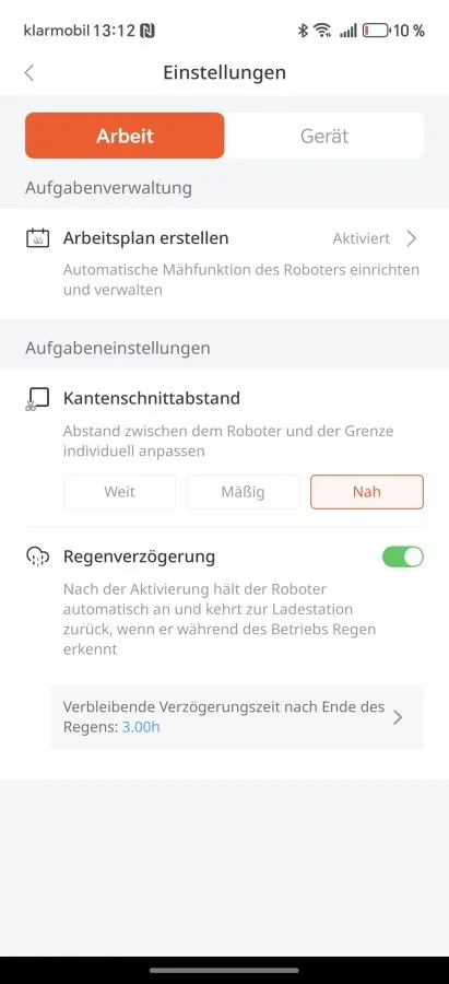 Sunseeker V3 App Einstellungen
