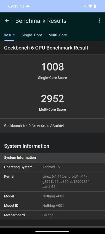 CMF Phone 2 Pro Geekbench