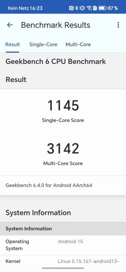 HONOR 400 Geekbench 1145 Single-Core Score & 3142 Multi-Core Score