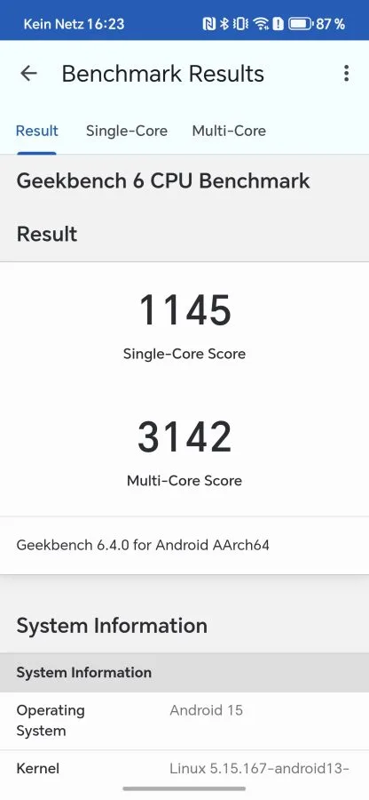 HONOR 400 Geekbench 1145 Single-Core Score & 3142 Multi-Core Score
