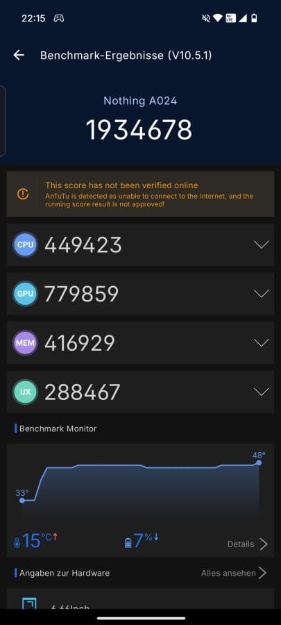 Nothing Phone (3) AnTuTu Benchmark Ergebnisse