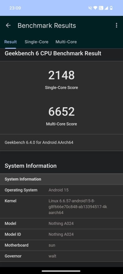 Nothing Phone (3) Geekbench Benchmark Ergebnisse
