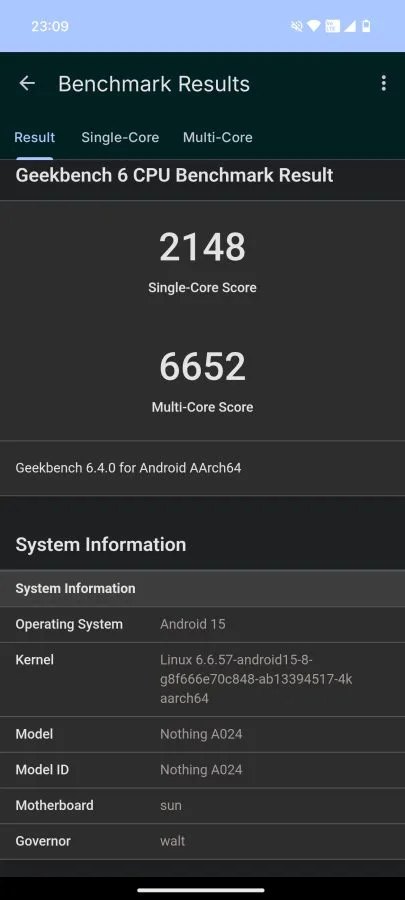 Nothing Phone (3) Geekbench Benchmark Ergebnisse