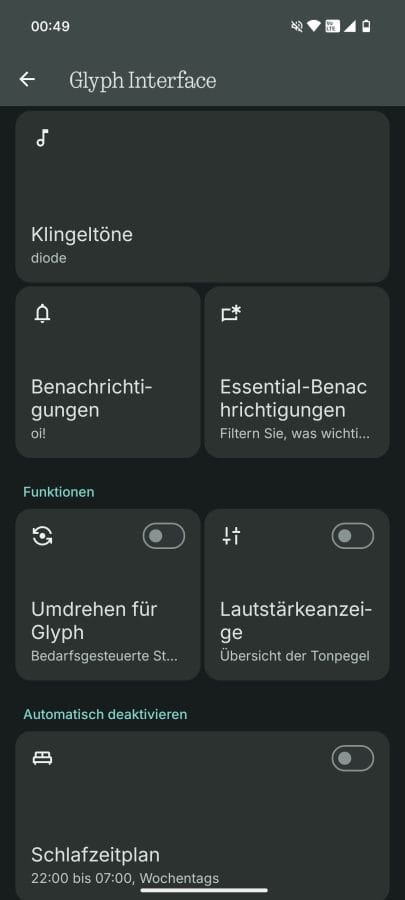 Glyph-Matrix Einstellungen Benachrichtigungen