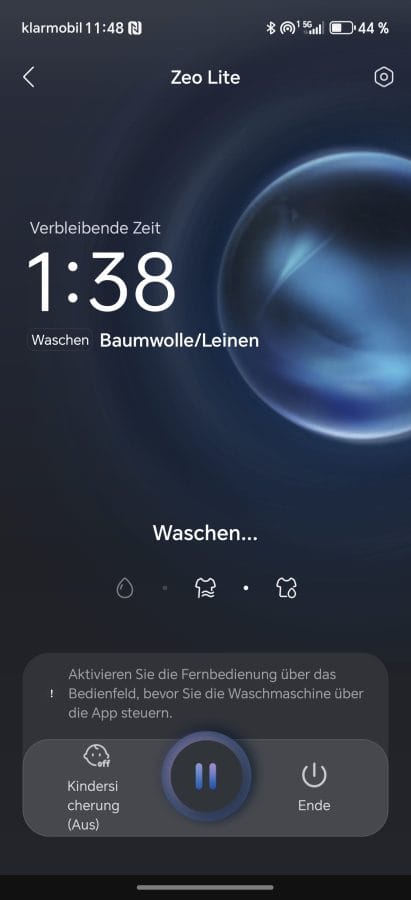 Zeo Lite App Laufendes Programm