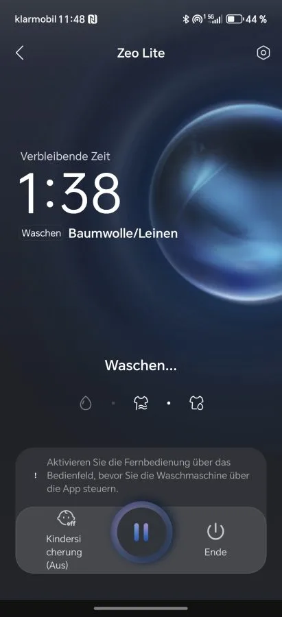 Zeo Lite App Laufendes Programm