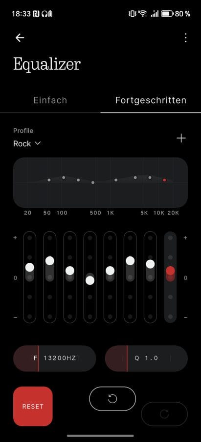 Nothing X App Fortgeschrittener EQ