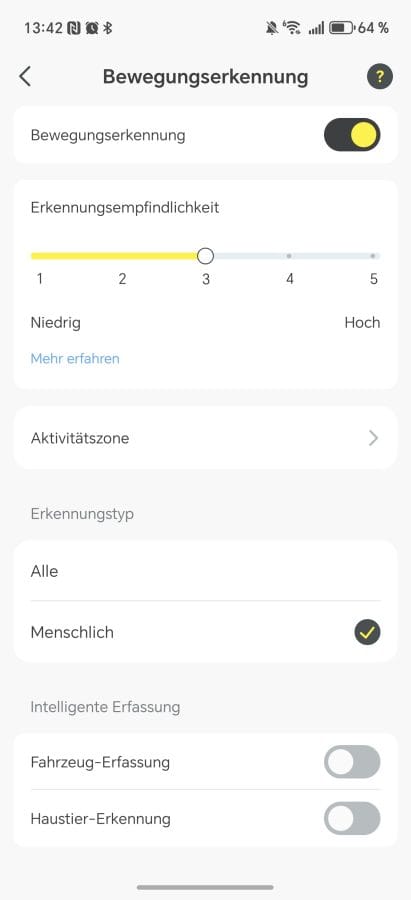 Baseus Security App Bewegungserkennung