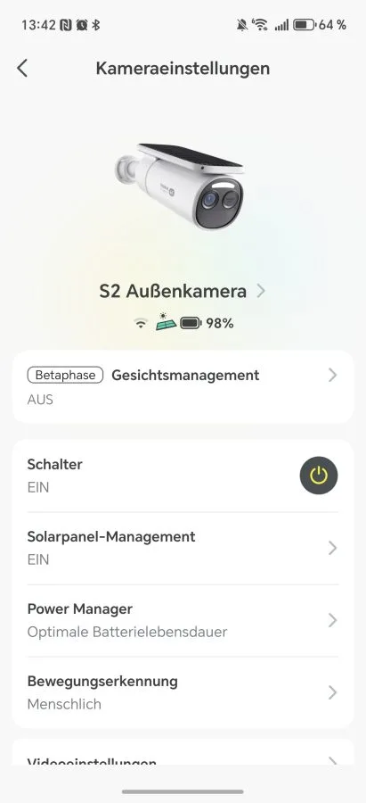 Nastavení kamery v aplikaci Baseus Security