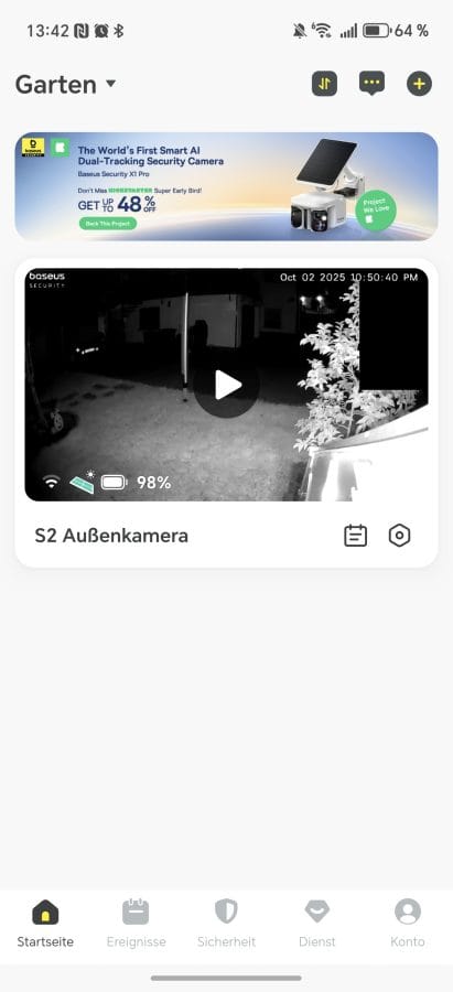 Baseus Security App Kameraübersicht