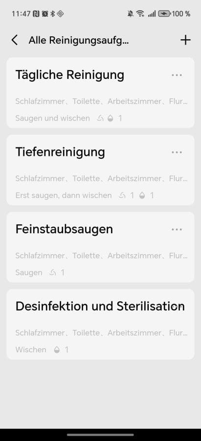 DJI ROMO App Reinigungsaufgaben