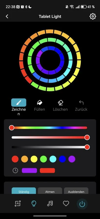 Configuração de cores do aplicativo Lepro