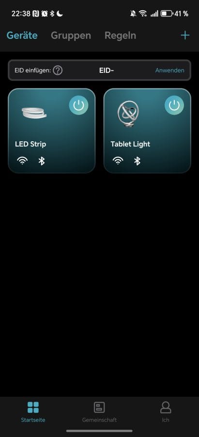 Lepro App Startbildschirm