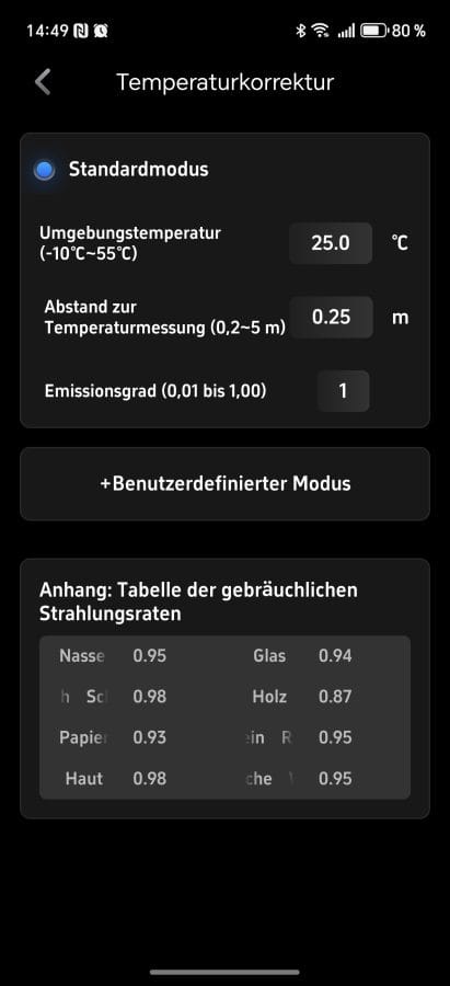 Thermal Master P3 Temperaturkorrektur