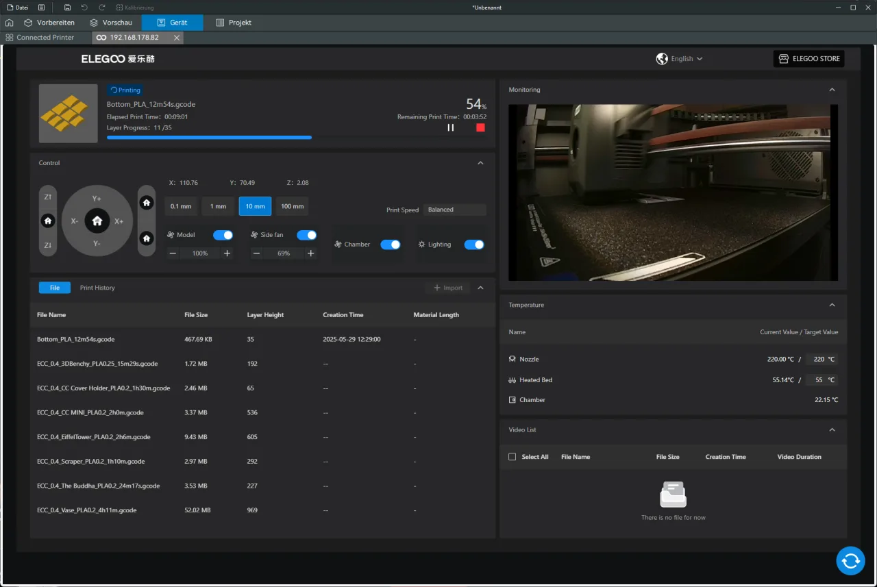 ELEGOO Slicer Print Monitoring
