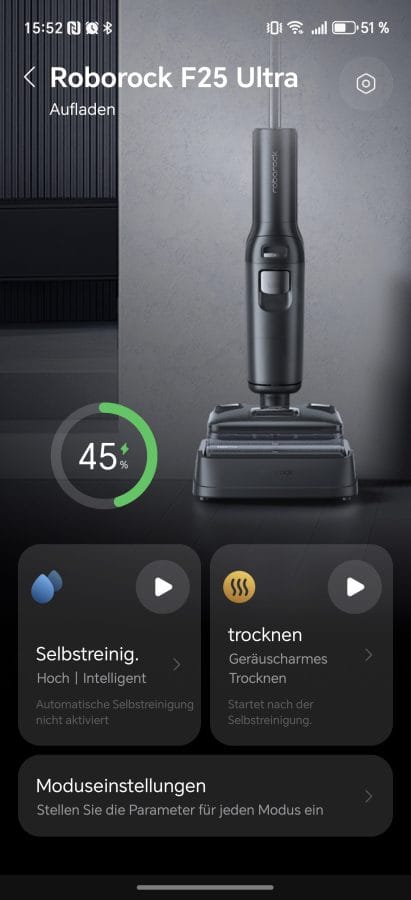 Roborock F25 Ultra App Homescreen