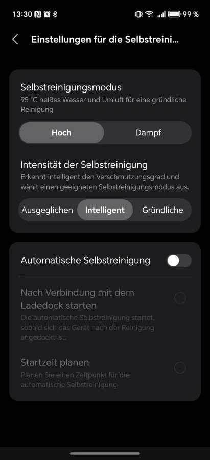 Roborock F25 Ultra-appen självrengöring