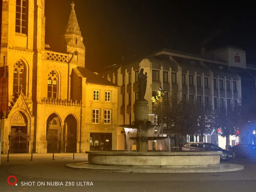 Camera test recording, night church