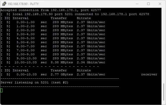 iPerf3 PC jako server