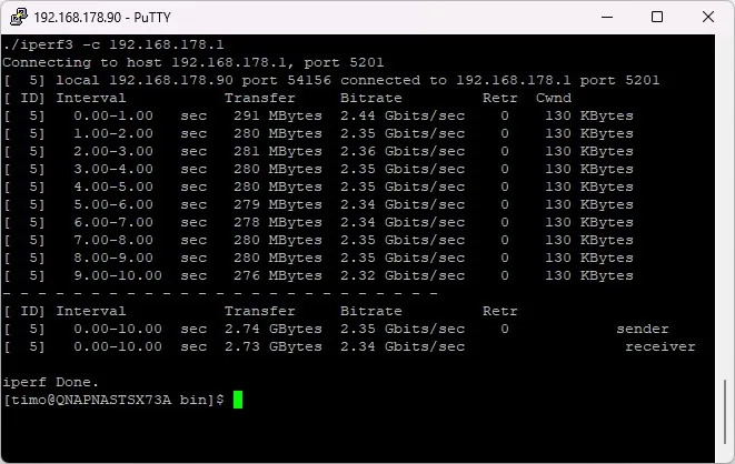 iPerf3 NAS jako server