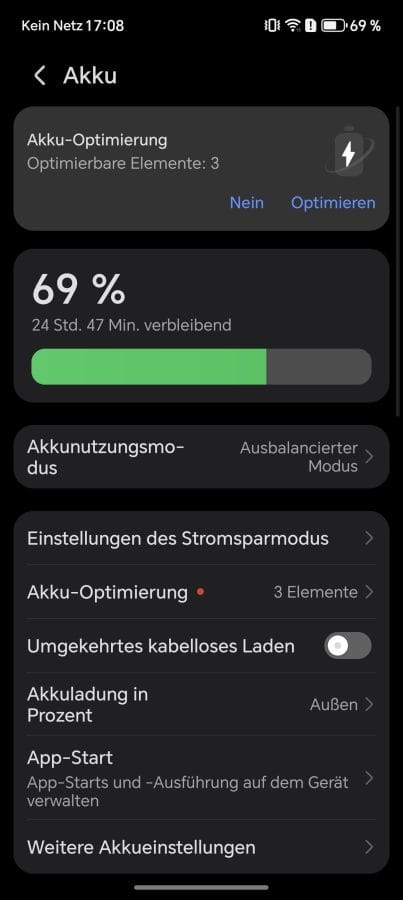 HONOR Magic 8 Pro Allgemeine Akkueinstellungen