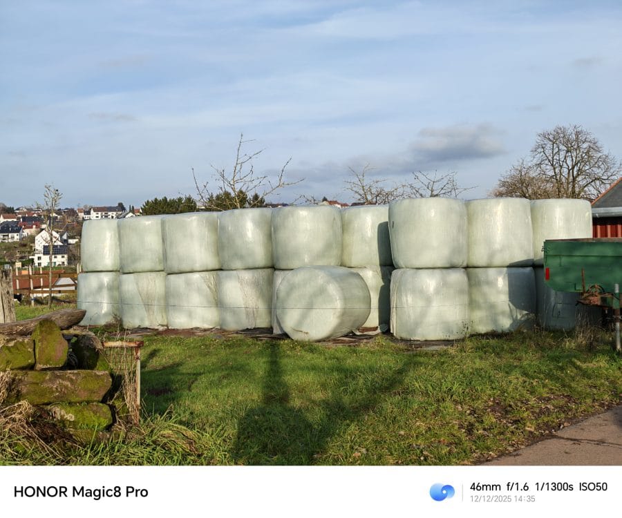 HONOR Magic 8 Pro Testaufnahme Hauptkamera Tag 46 mm Heuballen