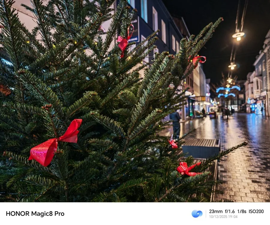 HONOR Magic 8 Pro Δοκιμαστική εγγραφή κύριας κάμερας Νύχτα Έλατο