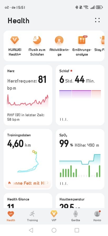 HUAWEI Health App Übersicht
