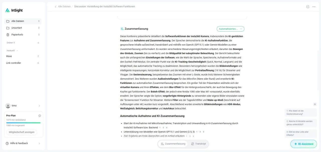 Insta360 InSight сохранила записи