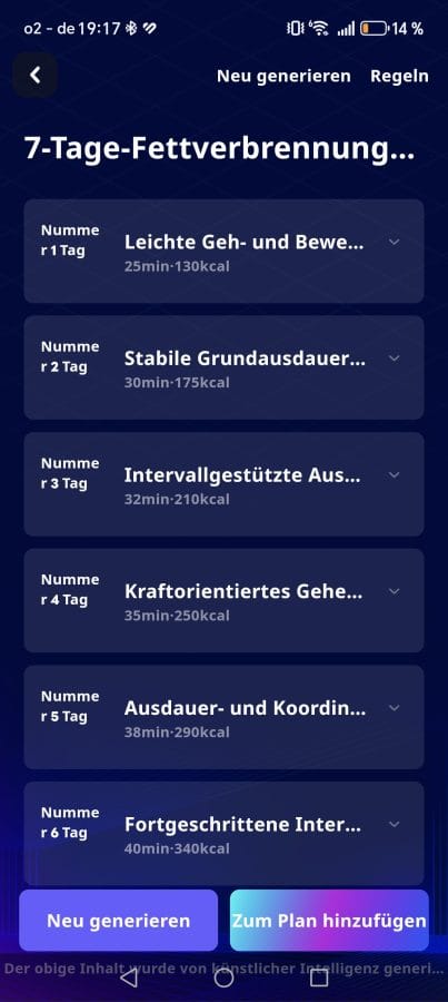KSFit App Trainingsvorschläge
