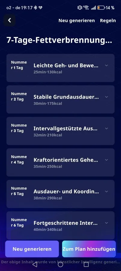 Sugestie treningowe aplikacji KSFit