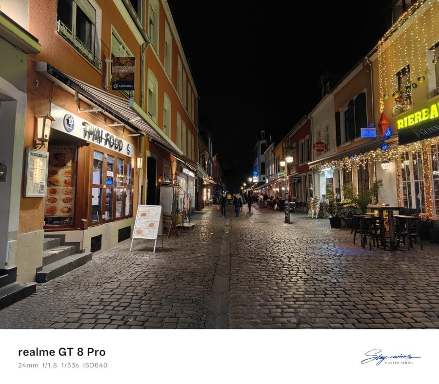 realme GT 8 Pro Hauptkamera Testaufnahme bei Nacht Stadt