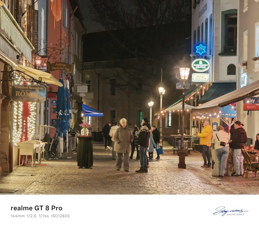 realme GT 8 Pro Periskopkamera Testaufnahme bei Nacht Stadt