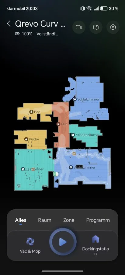 Startscherm van de Roborock-app