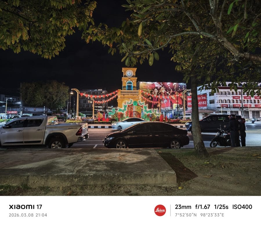 Xiaomi 17 Hauptkamera Testaufnahme Nacht Stadtzentrum