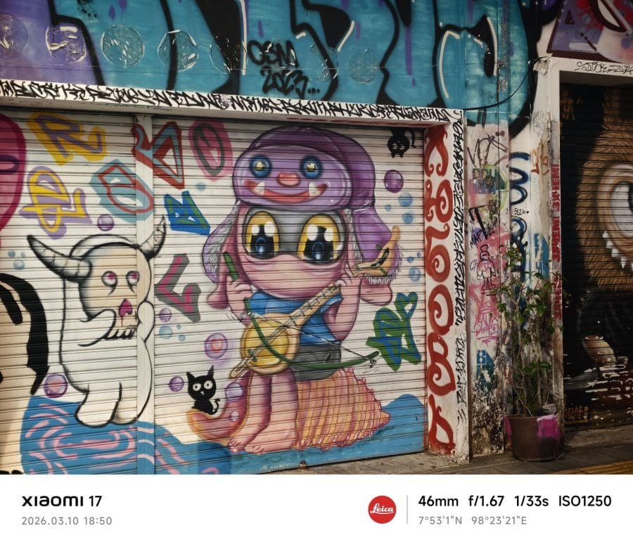 Xiaomi 17 Hauptkamera Testaufnahme Nacht Graffiti